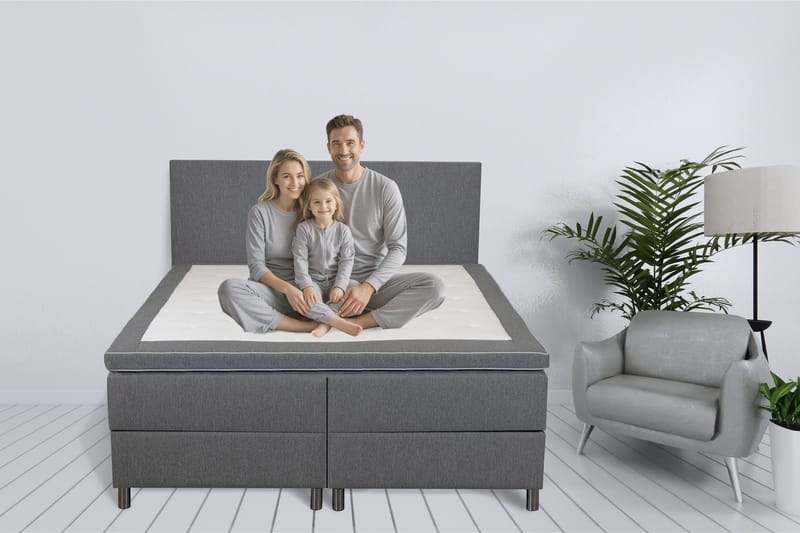 Säng 160x200 cm med förvaring grå - ljusgrå - Products - Möbler - Säng - Säng med förvaring