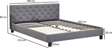 Sängram inklusive sänggavel 160 x 200 cm - Grå - Grå - Products - Möbler - Säng - Sängram & sängstomme