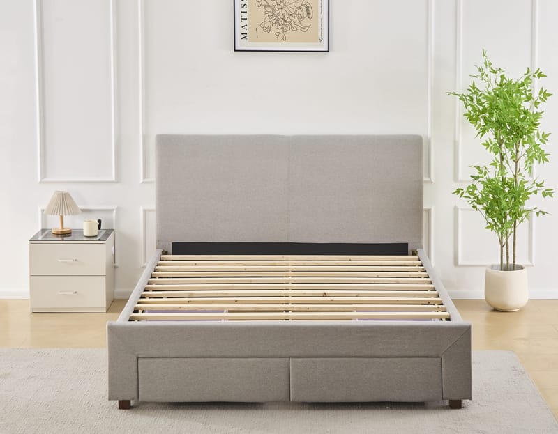 Sängram med förvaring 160 x 200 cm - Grå - Grå - Products - Möbler - Säng - Säng med förvaring