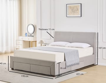 Sängram med förvaring 160 x 200 cm - Grå - Grå - Products - Möbler - Säng - Säng med förvaring