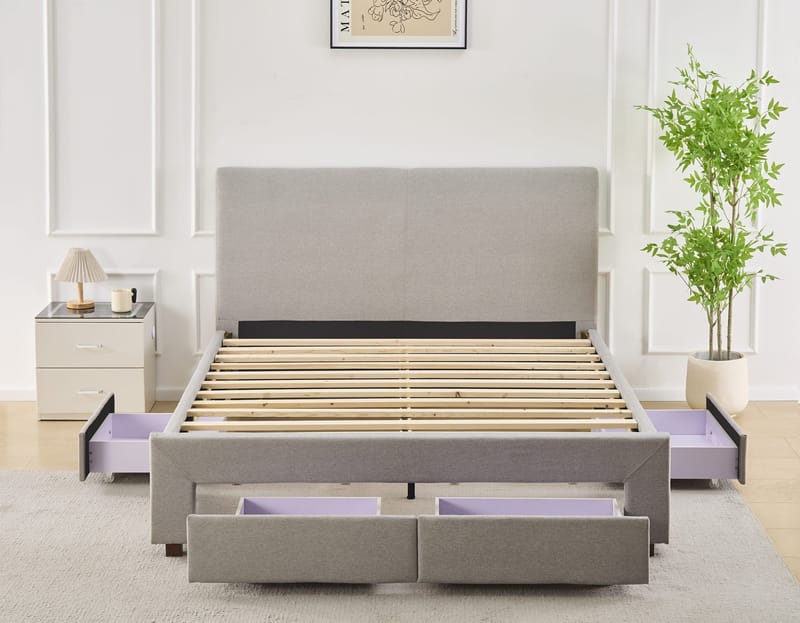 Sängram med förvaring 160 x 200 cm - Grå - Grå - Products - Möbler - Säng - Säng med förvaring