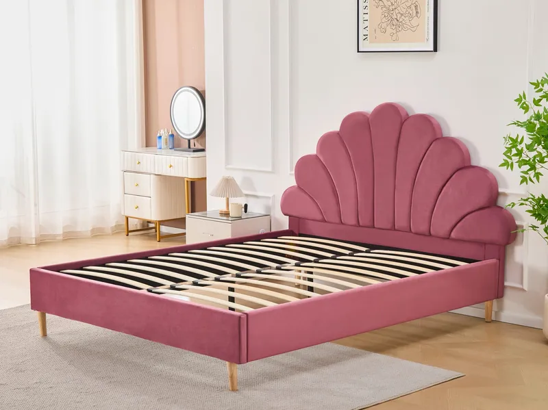 Sängram Saga Sammet 160x200 cm - Rosa - Products - Möbler - Säng - Sängram & sängstomme