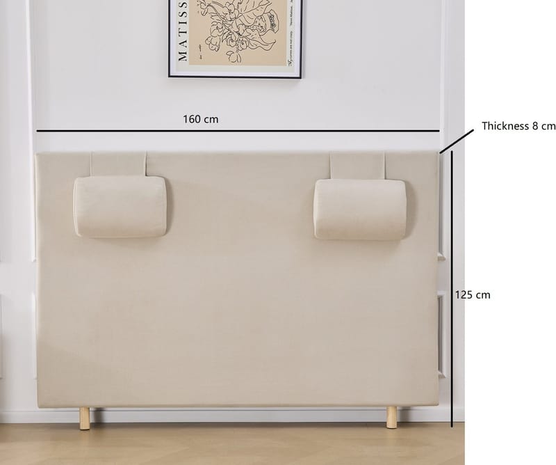 Sänggavel med nackkuddar 160 x 125 cm - Beige - Beige - Products - Möbler - Säng - Sängtillbehör & sänggavel - Sänggavel