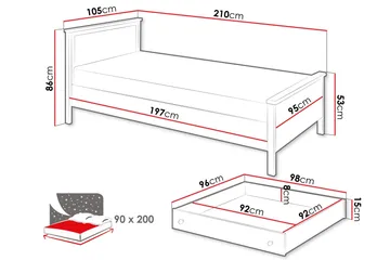 Storys Sängram 200x90 cm - Vit - Products - Möbler - Säng - Sängram & sängstomme