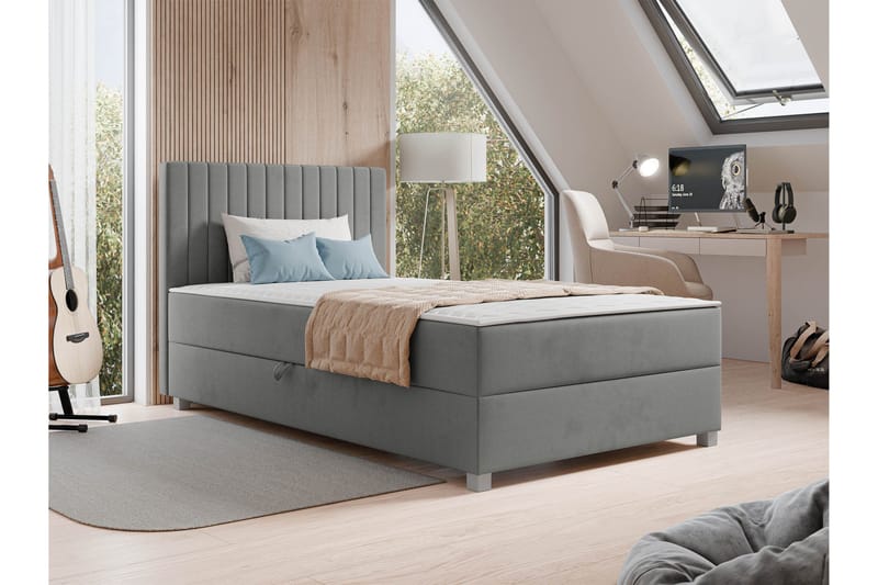 Veyran Sängpaket Kontinentalsäng med Förvaring 120x200 cm - Grå - Products - Möbler - Säng - Komplett sängpaket