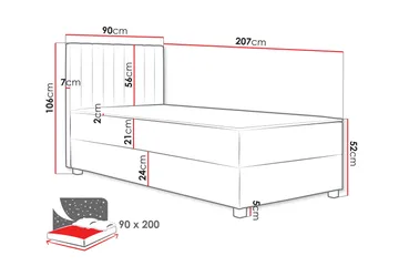 Veyran Sängpaket Kontinentalsäng med Förvaring 90x200 cm - Rosa - Products - Möbler - Säng - Komplett sängpaket