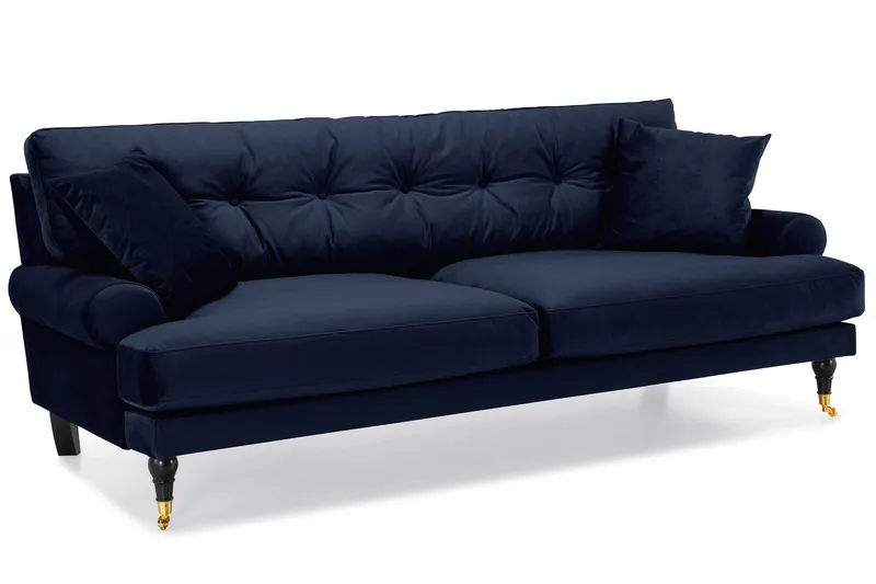 Andrew 3-sits Sammetssoffa - Blå - Products - Möbler - Soffa - 3 sits soffa