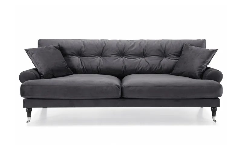Andrew 3-sits Sammetssoffa - Mörkgrå - Products - Möbler - Soffa - 3 sits soffa