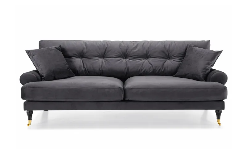 Andrew 3-sits Sammetssoffa - Mörkgrå - Products - Möbler - Soffa - 3 sits soffa