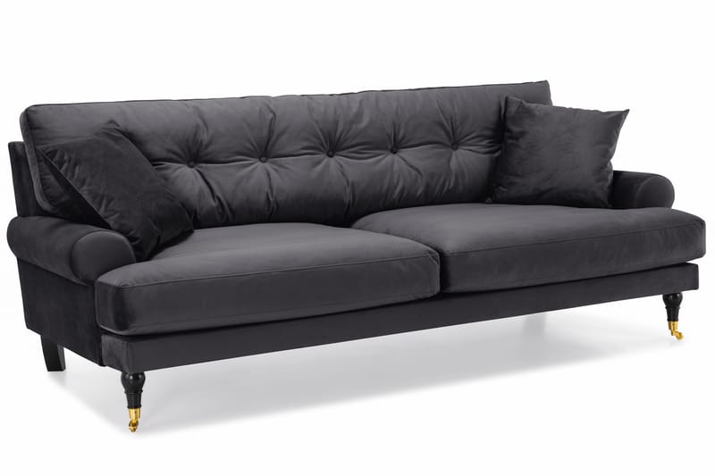 Andrew 3-sits Sammetssoffa - Mörkgrå - Products - Möbler - Soffa - 3 sits soffa