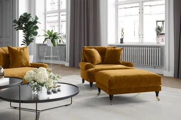 Andrew 3-sits Sammetssoffa - Mörkgul - Products - Möbler - Soffa - 3 sits soffa