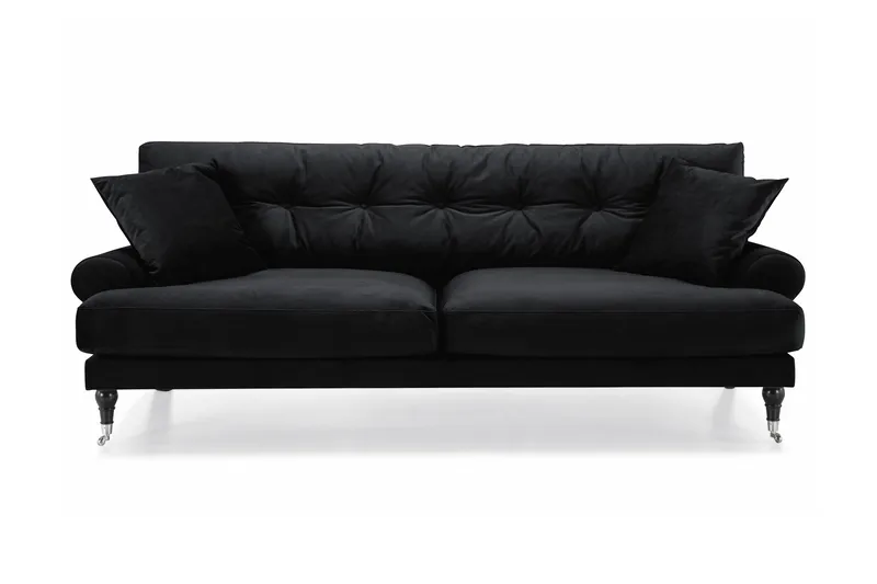 Andrew 3-sits Sammetssoffa, Svart