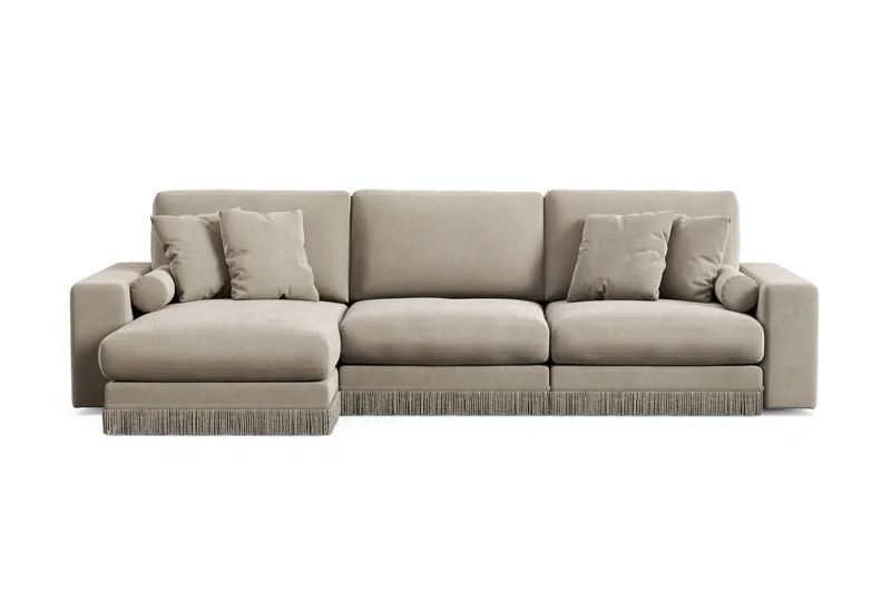 Arken Lyx 5-sits Vändbar L-formad Djup Divansoffa i Sammet - Beige - Products - Möbler - Soffa - Sammetssoffa