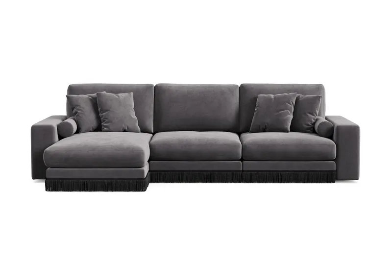 Arken Lyx 5-sits Vändbar L-formad Djup Divansoffa i Sammet - Mörkgrå - Products - Möbler - Soffa - Sammetssoffa