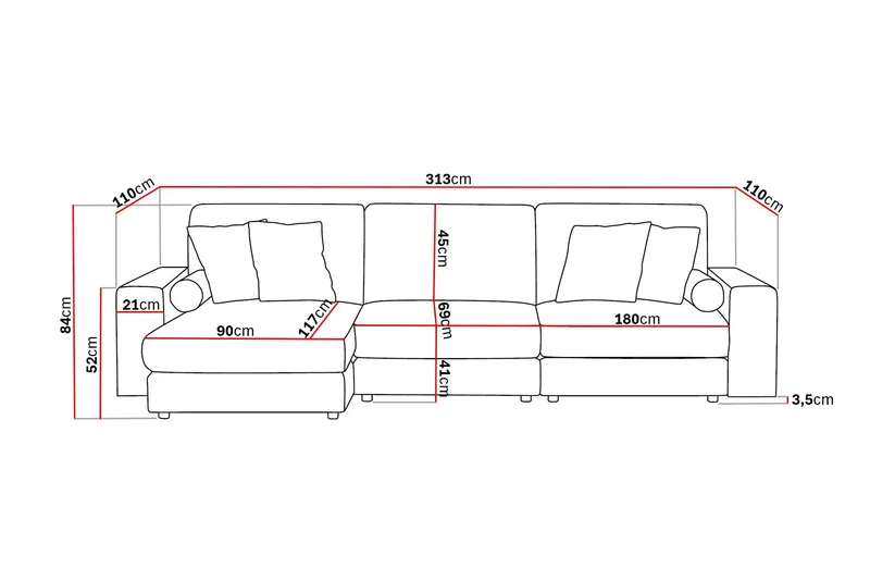 Arken Lyx 5-sits Vändbar L-formad Djup Divansoffa i Sammet - Mörkgrå - Products - Möbler - Soffa - Sammetssoffa