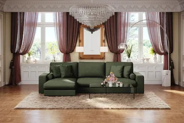 Arken Lyx 5-sits Vändbar L-formad Djup Divansoffa i Tyg - Grön - Products - Möbler - Soffa - Divansoffa & schäslongsoffa