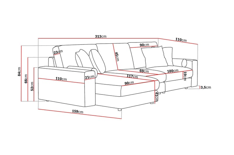 Arken Lyx 5-sits Vändbar L-formad Djup Divansoffa i Tyg - Grön - Products - Möbler - Soffa - Divansoffa & schäslongsoffa