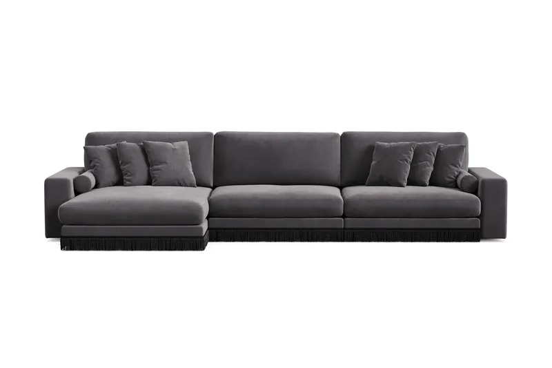 Arken Lyx 6-sits Vändbar L-formad Djup Divansoffa i Sammet - Mörkgrå - Products - Möbler - Soffa - Sammetssoffa
