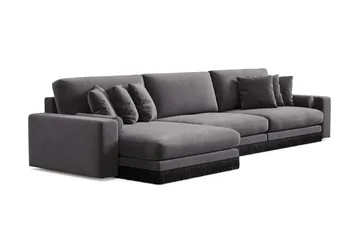 Arken Lyx 6-sits Vändbar L-formad Djup Divansoffa i Sammet - Mörkgrå - Products - Möbler - Soffa - Sammetssoffa