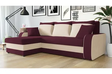 Alvared 3-sits Hörnbäddsoffa Universal - Vit/Röd - Products - Möbler - Soffa - Bäddsoffa - Bäddsoffa divan