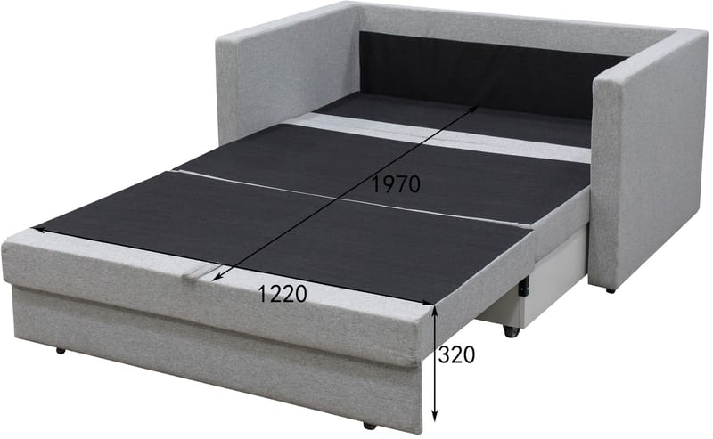 Bäddsoffa 2-sits grå - Grå - Products - Möbler - Soffa - Bäddsoffa - Framåtbäddad bäddsoffa