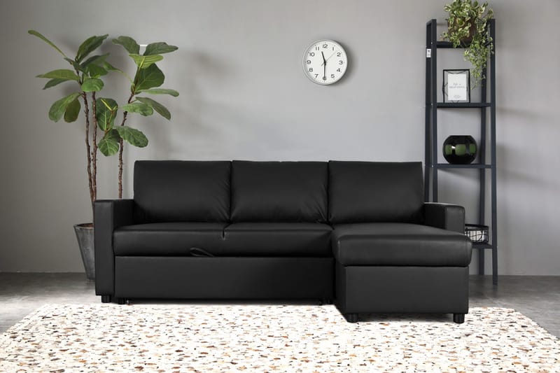 Bäddsoffa 218 cm PU-läder svart - Dream - svart - Products - Möbler - Soffa - Bäddsoffa - Bäddsoffa divan