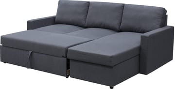 Bäddsoffa 220 cm bred mörkgrå med förvaring - Mörkgrå - Products - Möbler - Soffa - Bäddsoffa - Bäddsoffa divan
