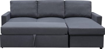 Bäddsoffa 220 cm bred mörkgrå med förvaring - Mörkgrå - Products - Möbler - Soffa - Bäddsoffa - Bäddsoffa divan