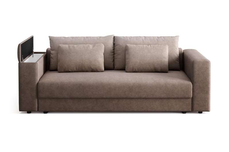 Bergen Extra djup 3-sits Bäddsoffa med Bäddmadrass i Latex och Tvättbar klädsel - Brun Tyg - Products - Möbler - Soffa - Bäddsoffa - 3 sits bäddsoffa