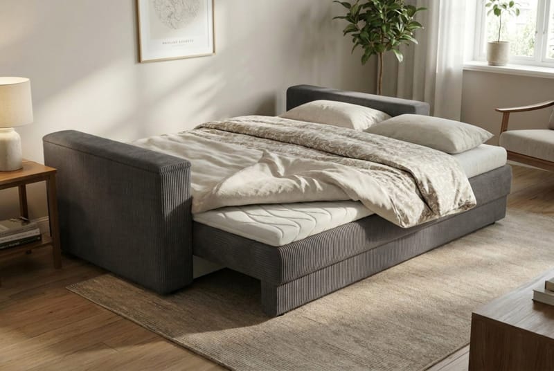 Bergen Extra djup 3-sits Bäddsoffa med Bäddmadrass i Latex och Tvättbar klädsel - Mörkgrå - Products - Möbler - Soffa - Bäddsoffa - 3 sits bäddsoffa