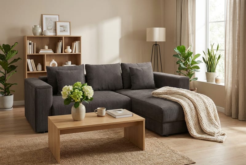 Bergen Extra djup 3-sits Bäddsoffa med Divan och Bäddmadrass i Latex och Tvättbar klädsel - Mörkgrå - Products - Möbler - Soffa - Bäddsoffa - Bäddsoffa divan