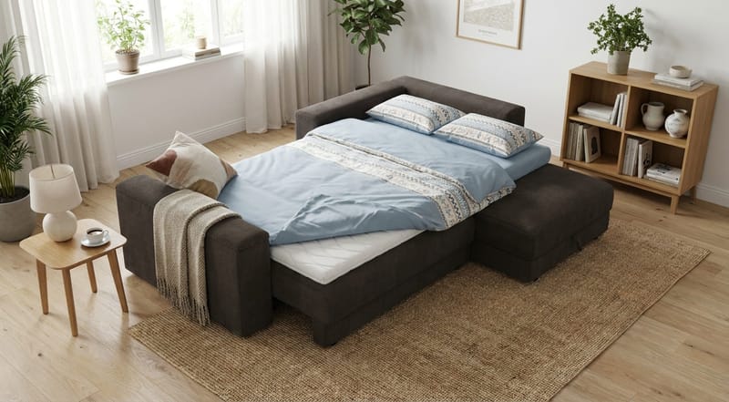 Bergen Extra djup 3-sits Bäddsoffa med Divan och Bäddmadrass i Latex och Tvättbar klädsel - Mörkgrå - Products - Möbler - Soffa - Bäddsoffa - Bäddsoffa divan