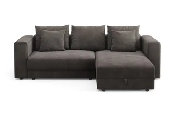 Bergen Extra djup 3-sits Bäddsoffa med Divan och Bäddmadrass i Latex och Tvättbar klädsel, Mörkgrå