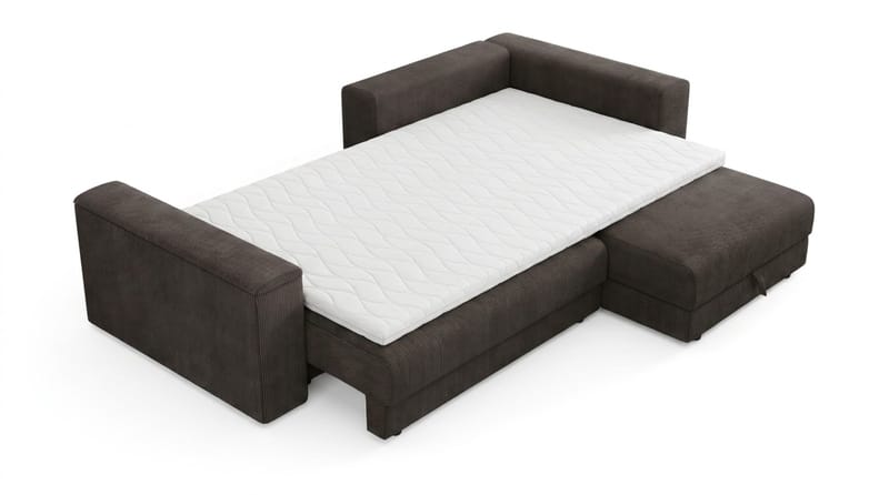 Bergen Extra djup 3-sits Bäddsoffa med Divan och Bäddmadrass i Latex och Tvättbar klädsel - Mörkgrå - Products - Möbler - Soffa - Bäddsoffa - Bäddsoffa divan