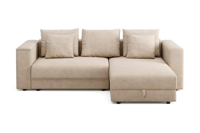 Bergen Extra djup 3-sits Bäddsoffa med Divan och Bäddmadrass i Memoryskum och Tvättbar klädsel, Brun Tyg