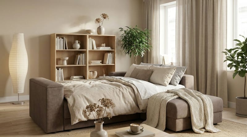 Bergen Extra Djup 3-sits Bäddsoffa med vändbar divan och förvaring - Brun - Products - Möbler - Soffa - Bäddsoffa - Bäddsoffa divan