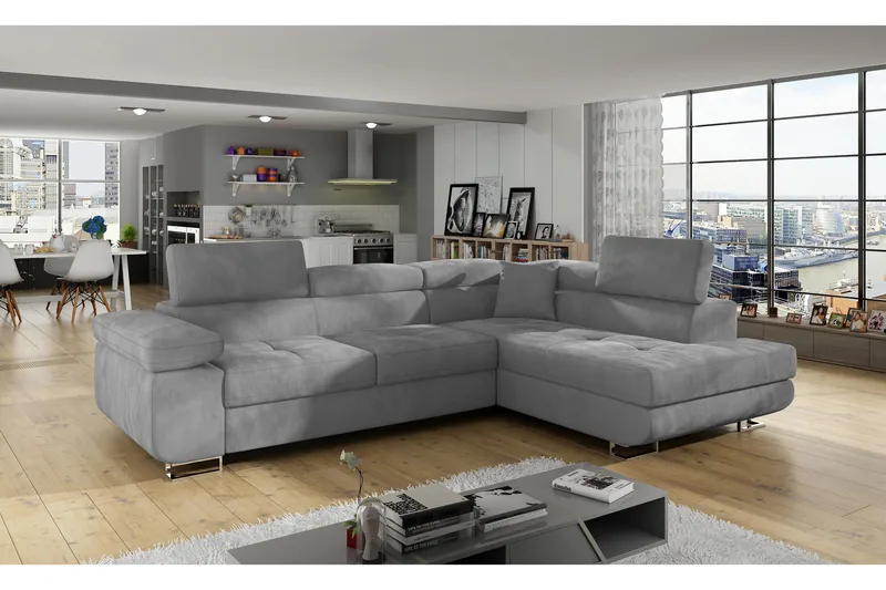 Bobis Bäddsoffa med Schäslong Höger, Grå