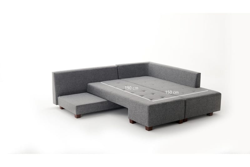 Brunei Hörnbäddsoffa Höger - Grå - Products - Möbler - Soffa - Bäddsoffa - Hörnbäddsoffa