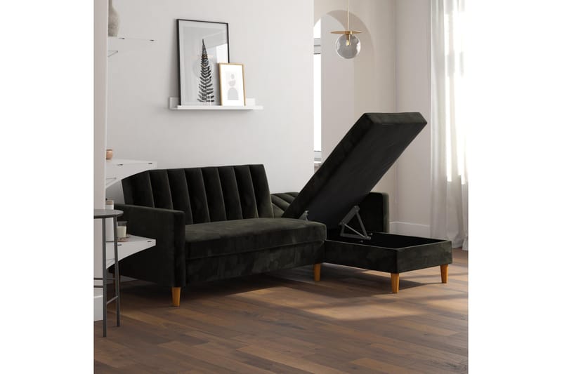 Celine 3-sits Divanbäddsoffa Sammet/Svart - Dorel Home - Products - Möbler - Soffa - Bäddsoffa - Bäddsoffa divan