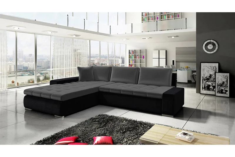 Cerys Hörnsoffa Universal - Svart/Grå - Products - Möbler - Soffa - Bäddsoffa - Bäddsoffa divan