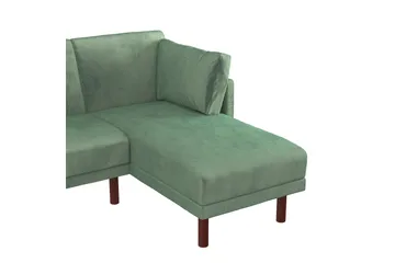 Clair 3-sits Bäddsoffa med Schäslong Ställbar Sammet/Grön/Tr - Dorel Home - Products - Möbler - Soffa - Bäddsoffa - Bäddsoffa längsbäddad