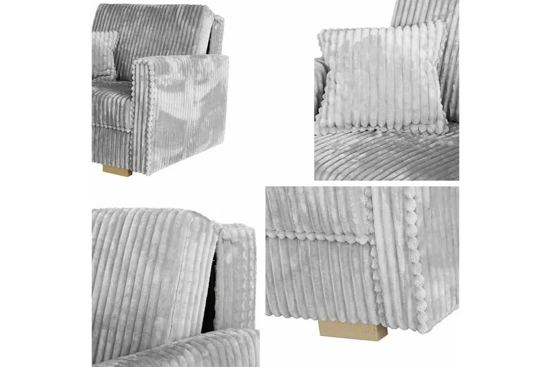 Denegal 2-sits liten bäddsoffa i Plysch - Grå - Products - Möbler - Soffa - Bäddsoffa - Bäddsoffa längsbäddad