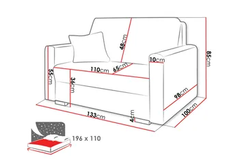Denegal 2-sits liten bäddsoffa i Plysch - Grå - Products - Möbler - Soffa - Bäddsoffa - Bäddsoffa längsbäddad