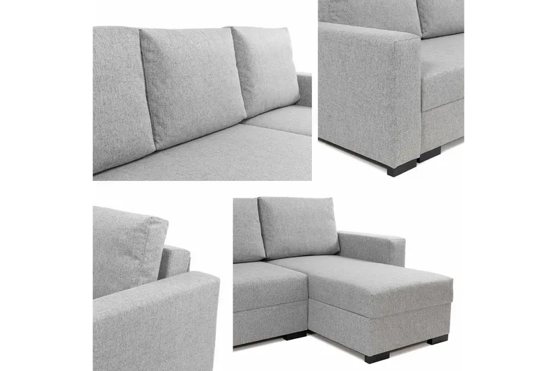 Denegal 3-sits Hörnbäddsoffa - Grå - Products - Möbler - Soffa - Bäddsoffa - Hörnbäddsoffa