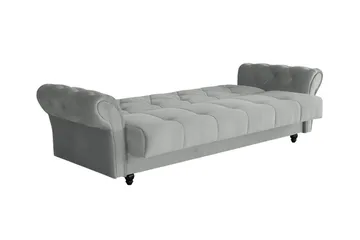 Denegal liten 3-sits Bäddsoffa Längsbäddad i Plysch - Ljusgrå - Products - Möbler - Soffa - Bäddsoffa - 3 sits bäddsoffa