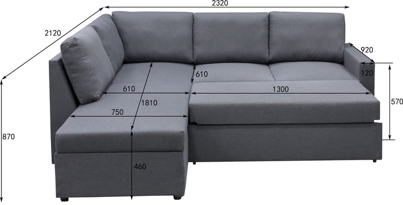 Dream hörnsoffa med bäddfunktion och förvaring - Mörkgrå - Mörkgrå - Products - Möbler - Soffa - Bäddsoffa - Hörnbäddsoffa