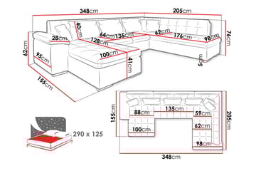 Dynir Bäddsoffa m. Divan och Schäslong 4-sits - Grön - Products - Möbler - Soffa - Bäddsoffa - Bäddsoffa divan