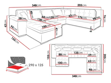 Dynir Bäddsoffa med Divan och Schäslong 5-sits - Rosa - Products - Möbler - Soffa - Bäddsoffa - Bäddsoffa divan