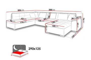 Dynir Stor Hörnbäddsoffa Divan med Förvaring Vänster 350 cm Bred - Beige / Brun - Products - Möbler - Soffa - Bäddsoffa - Bäddsoffa längsbäddad