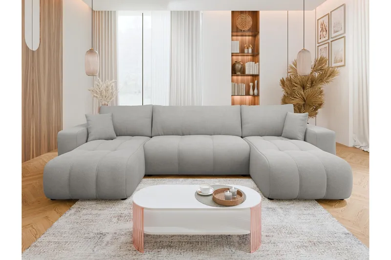 Flo Bäddsoffa Dubbeldivan 4-sits - Grå - Products - Möbler - Soffa - Bäddsoffa - U bäddsoffa